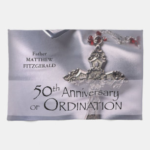 50th Custom Name Ordination Anniversary Chalice Kitchen Towel