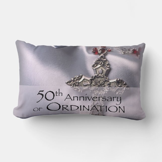 50th Custom Name Ordination Anniversary Chalice Lumbar Pillow (Front)