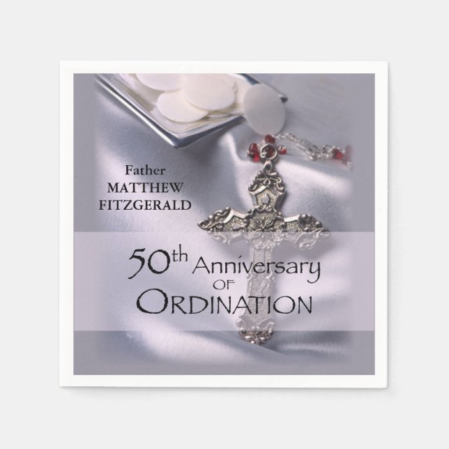 50th Custom Name Ordination Anniversary Chalice Napkin (Front)
