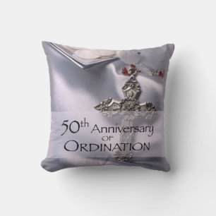 50th Custom Name Ordination Anniversary Chalice Throw Pillow