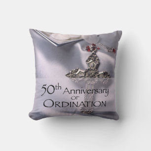 50th Custom Name Ordination Anniversary Chalice Throw Pillow