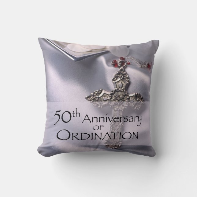 50th Custom Name Ordination Anniversary Chalice Throw Pillow (Front)
