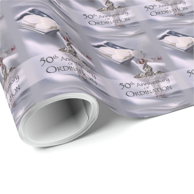 50th Custom Name Ordination Anniversary Chalice Wrapping Paper (Roll Corner)