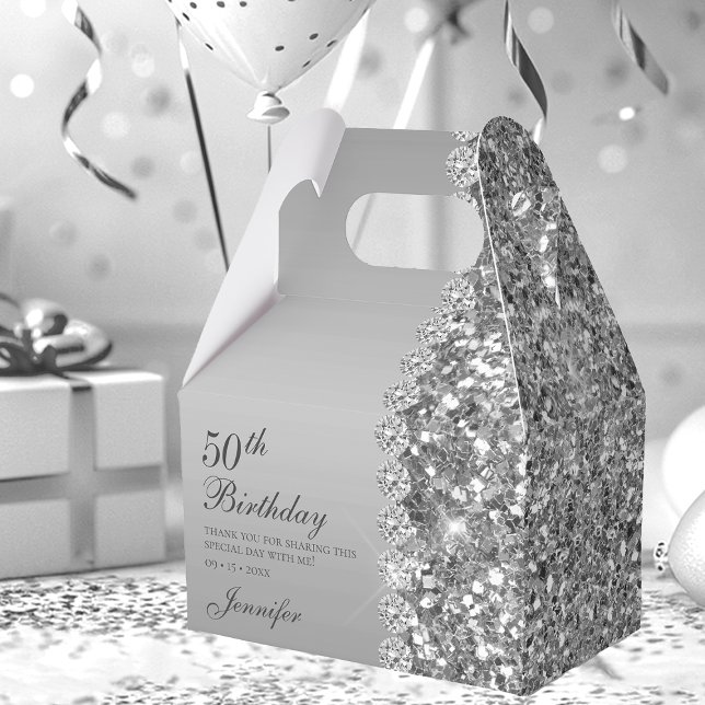 50th Elegant Silver Birthday Favor Box (Creator Uploaded)