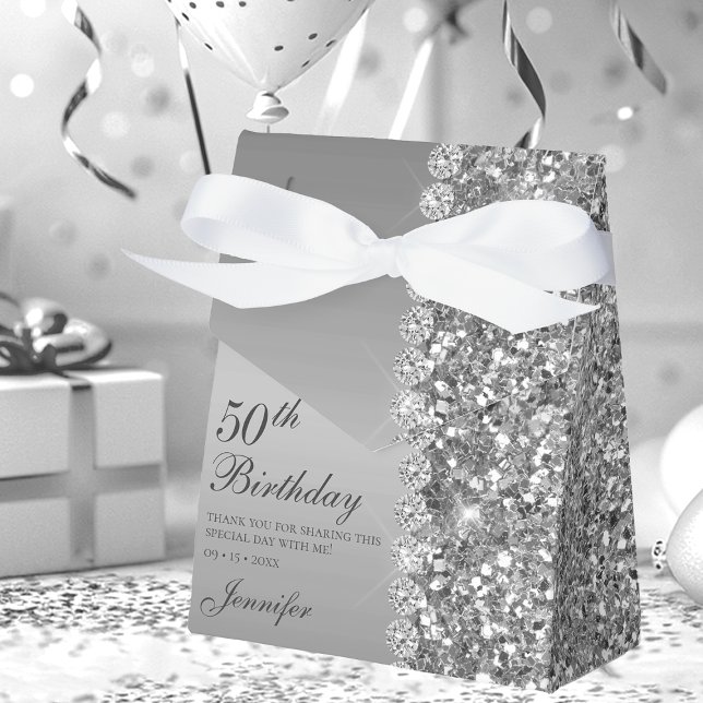 50th Elegant Silver Birthday Favor Box (Creator Uploaded)