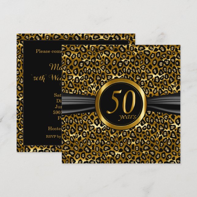 50th Exotic Glamourous Leopard Design Invitation (Front/Back)
