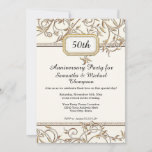 50th Fiftieth Art Nouveau Gold Purple Anniversary Invitation<br><div class="desc">ANY ANNIVERSARY! BLUSH PINK, OFF WHITE AND GOLD. Sophisticated and romantic, Art Nouveau floral swirls, scrolls and leaf foliage rendered in a 3d gold look design with bling. Customized pink, ivory and gold, 50th, fiftieth, celebrating 50 years, Wedding Anniversary party invites - you can change the number of years as...</div>