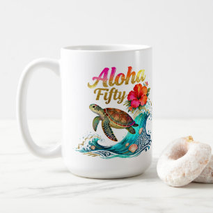 50th Fifty Birthday Tropical Ocean Beach Theme Coffee Mug