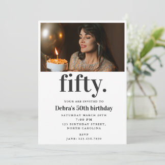 50th Fifty Modern Photo Birthday Custom Photo Invitation