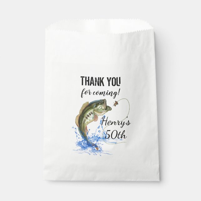 50th Fishing Birthday Thank You Favour Bag (Front)