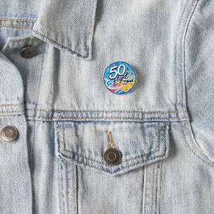 50th flight airplane colourful souvenir 1 inch round button