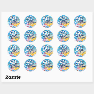50th flight airplane colourful souvenir classic round sticker