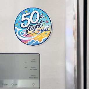 50th flight airplane colourful souvenir magnet