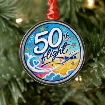 50th flight airplane colourful souvenir