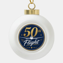 50th flight gold airplane travel souvenir