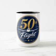 50th flight gold airplane travel souvenir