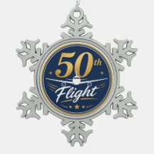 50th flight gold airplane travel souvenir