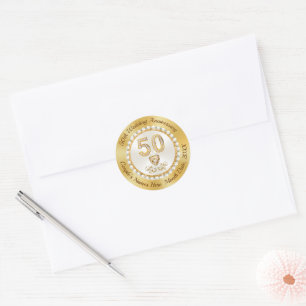 50th Gold and Ivory, Envelope Seal Stickers
