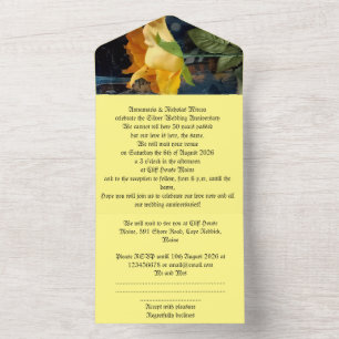 50th gold anniversary wedding invitation  