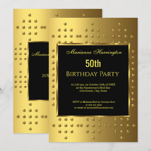50th gold Birthday Anniversary Invitation