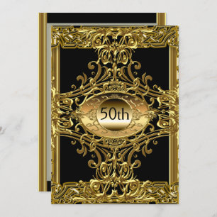 50th Gold Black Birthday Party invitation