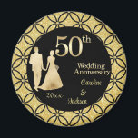 50th Gold Couple Wedding Anniversary Glitter Magnet<br><div class="desc">50th Gold Wedding Anniversary magnet - featuring gold and black glitter on the sides with floral black glitter and the Golden glitter couple, this magnet stands for an unique, elegant, chic 50th Wedding Anniversary keepsake that can be offered to your Guests at the Celebration party. This design is made in...</div>