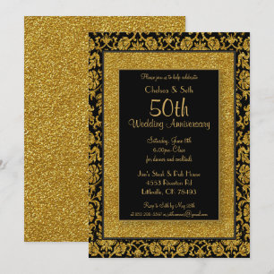 50th Gold Glitter Wedding Anniversary Invitation