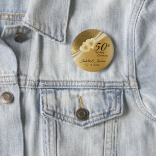 50th Gold Wedding Anniversary 2 Inch Round Button