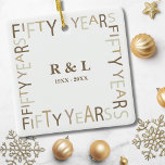 50th Gold Wedding Anniversary Christmas Ceramic Ornament<br><div class="desc">Celebrate with a unique custom made gift for yourself,  your partner or a beautiful couple you know.  Designed for a milestone fifty years you can easily personalize and customize by initials and year(s) Be sure to check out the rest of my collection for more products.</div>