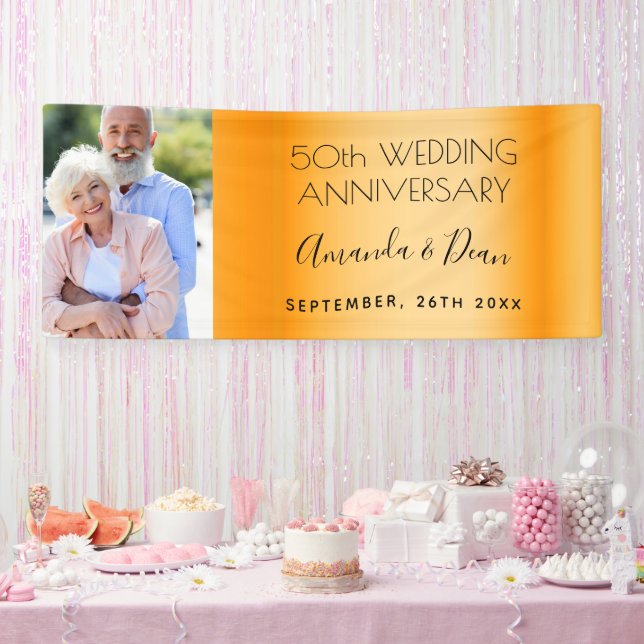 50th gold wedding anniversary custom photo banner (Party)