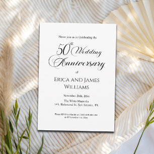 50th Gold Wedding Anniversary Elegant Script Invitation