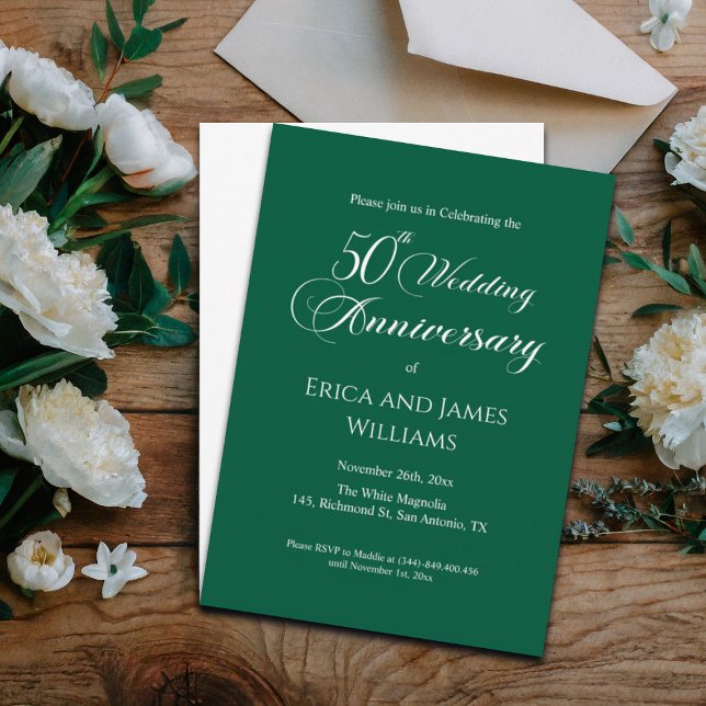 50th Gold Wedding Anniversary Elegant Script Invitation (Creator Uploaded)