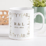 50th Gold Wedding Anniversary Gift Coffee Mug<br><div class="desc">Unique and modern fifty years wedding anniversary coffee mug. Easily personalize and customize by initials and year(s) for special friends,  couples,  parents or your husband / wife. Be sure to check out the rest of my collection for more gifting ideas.</div>