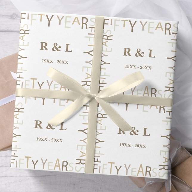 50th Gold Wedding Anniversary Gift Wrapping Paper (Creator Uploaded)