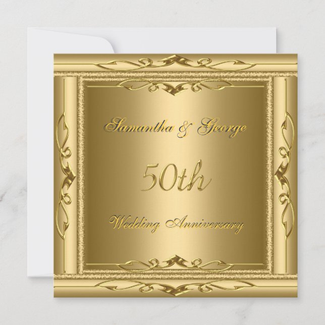 50th gold Wedding Anniversary Invitation (Front)