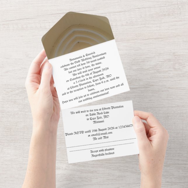 50th gold wedding anniversary invitation (Tearaway)