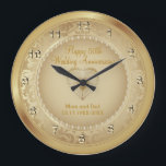 50th Gold Wedding Anniversary Large Clock<br><div class="desc">Personalize Clock. 50th Golden Wedding Anniversary Keepsake ready for you to personalize. This design works well for other events or occasions such as a birthday, wedding, years of service... or you can make it work for everyday use for your home or office by just adding your name, company or nothing...</div>