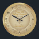 50th Gold Wedding Anniversary Large Clock<br><div class="desc">Personalize Clock. 50th Golden Wedding Anniversary Keepsake ready for you to personalize. This design works well for other events or occasions such as a birthday, wedding, years of service... or you can make it work for everyday use for your home or office by just adding your name, company or nothing...</div>