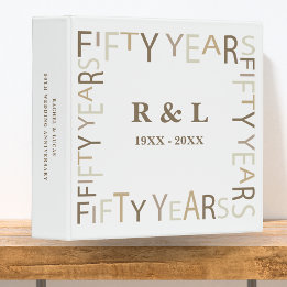 50th Gold Wedding Anniversary Photo Album (White) Binder