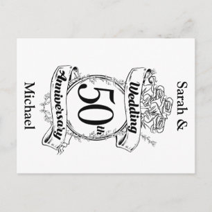 50th Gold Wedding Anniversary Roses Postcard