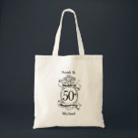 50th Gold Wedding Anniversary Roses Tote Bag<br><div class="desc">A romantic black and white flower design for a couple celebrating their 50th Golden wedding anniversary. A his and hers design for a couple who have been married 50 years.</div>