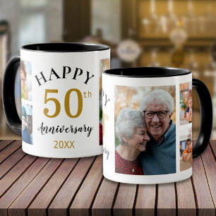 50th Golden Anniversary 5 Photo Collage Keepsake Mug