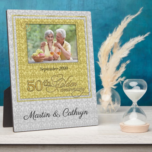 50th Golden Anniversary Damask Photo Plaque (Side)