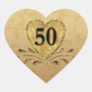 50th Golden  Anniversary Heart Sticker