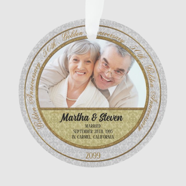 50th Golden Anniversary Names Year and Photo Ornament (Front)