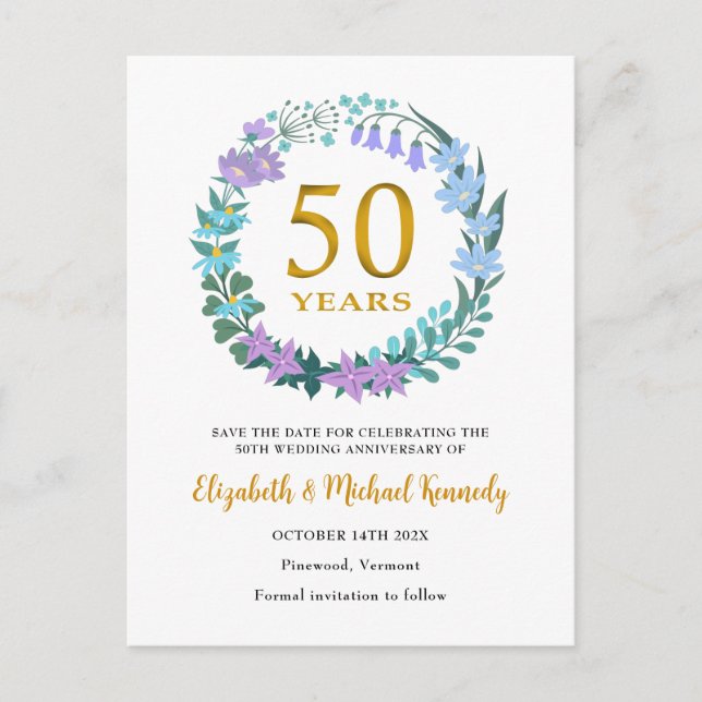 50th Golden Anniversary Save the Date Announcement (Front)