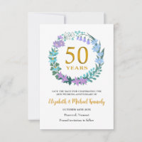 50th Golden Anniversary  Save the Date Card