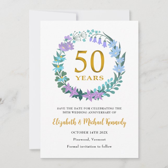 50th Golden Anniversary  Save the Date Card (Front)