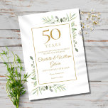 50th Golden Anniversary Save the Date Greenery<br><div class="desc">Featuring delicate watercolour country garden greenery,  this chic save the date anniversary invitation can be personalised with your special 50 years anniversary celebration information,  with a golden background on the reverse. Designed by Thisisnotme©</div>