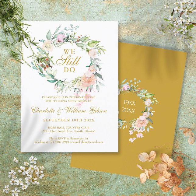 50th Golden Anniversary We Still Do Vow Renewal  Invitation Postcard (50th Golden Anniversary We Still Do Vow Renewal Invitation Postcard)